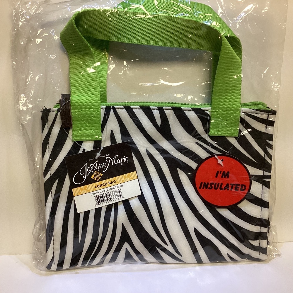 Jo Ann Designs Insulated Lunch Bag in a Zebra Print. New